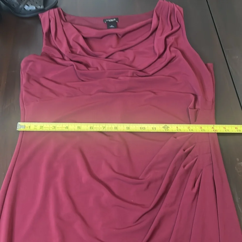 Ann Taylor Wine Red Ruched Stretch Sleeveless Sheath Midi Dress Women’s Size 12 - Picture 4 of 13